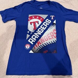 Texas Rangers Baseball Navy Blue T-Shirt youth large 14-16.